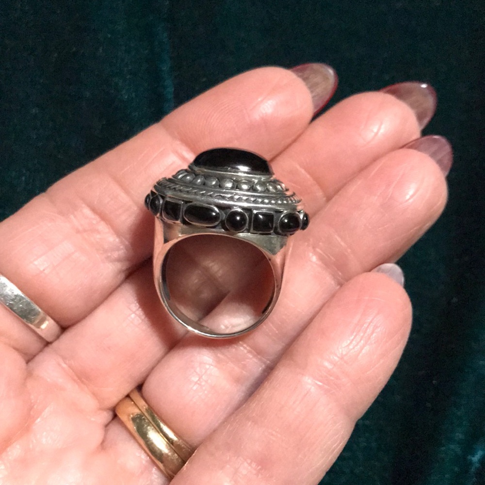 Onyx and sterling silver ring size 7 1/4 - Picture 4 of 7